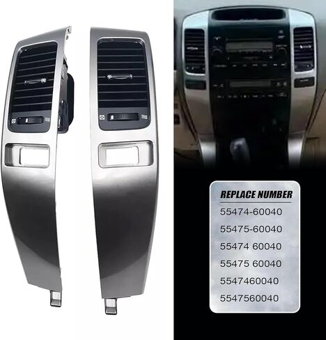 2 قطعة منفذ مكيف هواء مركزي 55474-60040 مناسب لسيارة Toyota Land Cruiser Prado LC120/J120 2002-2009، مناسب لسيارة Lexus GX470 2003-2009، لوحة فتحة تهوية لوحة أجهزة تكييف الهواء ولوحة شبكة تهوية in Saudi Arabia