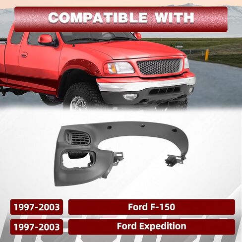 HECASA Upper Dashboard Pad Bezel W/Switch Air Vent Compatible with 1997-2003 Ford F150 Expedition ABS Plastic Dash Trim Bezel Replacement Instrument Cluster Bezel Trim Panel Gray in Saudi Arabia