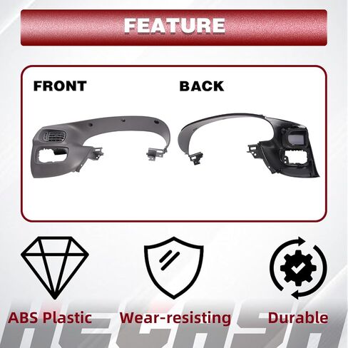 HECASA Upper Dashboard Pad Bezel W/Switch Air Vent Compatible with 1997-2003 Ford F150 Expedition ABS Plastic Dash Trim Bezel Replacement Instrument Cluster Bezel Trim Panel Gray in Saudi Arabia