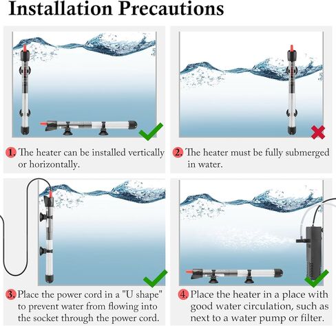 FEDOUR 50W 100W 300W Submersible Glass Heater for 5‑70 Gallon Aquariums in Saudi Arabia