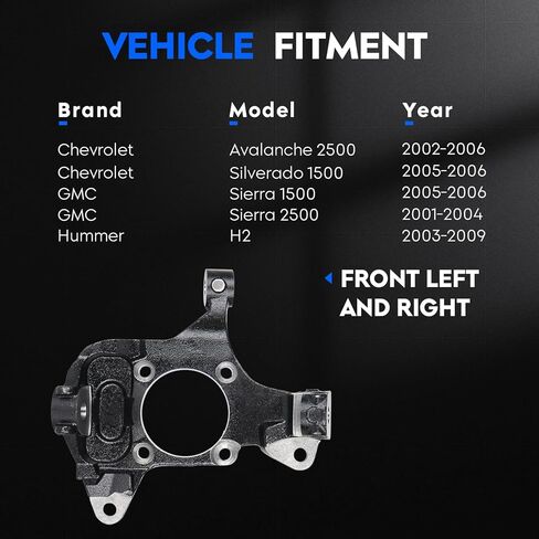 Front Left&Right Side Steering Knuckle Fit for Chevrolet Avalanche 2500, for Silverado 1500 2005-2006, for GMC Sierra 1500 2005-2006, for Sierra 2500 2001-2004, Replacement for 698-016, for 698-017 in Saudi Arabia