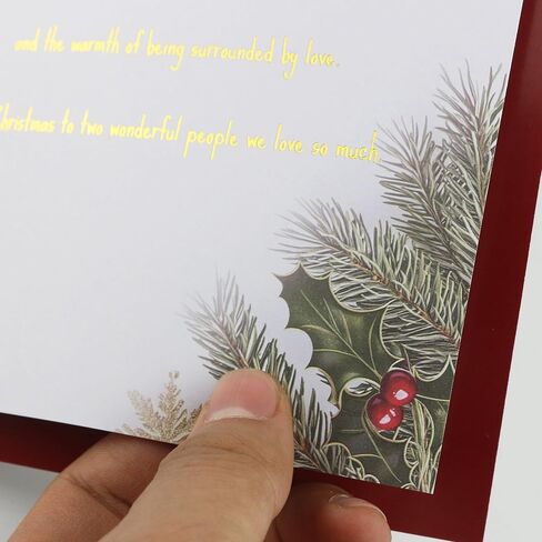 بطاقة عيد الميلاد للابنة والابن - بطاقة مزدوجة الطبقات، تصميم بنص رقائق ذهبية، مع ملصق على شكل ظرف ومغلف رسالة من القلب (5.6 × 8.1 بوصة) in Saudi Arabia