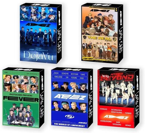 HOMRAA 5 عبوات/150 قطعة من بطاقات Lomo Card Kpop Photocards بطاقات تهنئة مع بطاقات بريدية لـ Ateez in Saudi Arabia