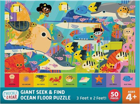 Chuckle & Roar - Seek & Find Treasure Hunt Puzzle - Engaging and Educational Puzzles for Kids - Larger Pieces Designed for Preschool Hands - 50 PC Floor Puzzle in Saudi Arabia