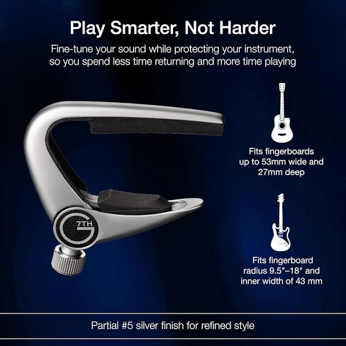 G7th Newport Partial #3 Capo - 3 String Pressure Touch Guitar Capo - فضي in Kuwait