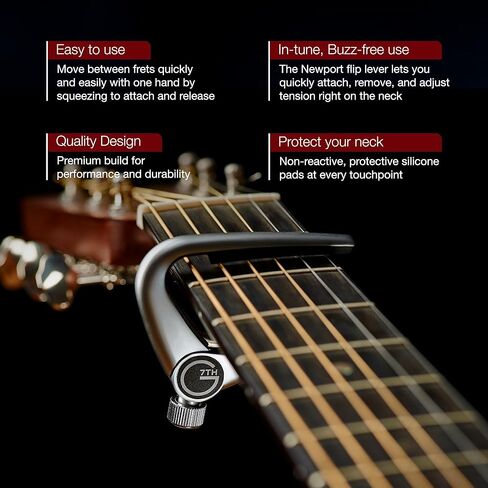 G7th Newport Partial #3 Capo - 3 String Pressure Touch Guitar Capo - فضي in Kuwait