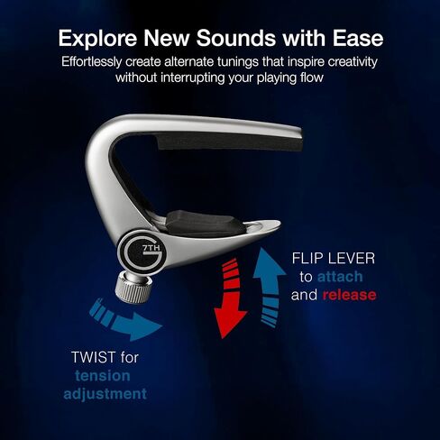 G7th Newport Partial #3 Capo - 3 String Pressure Touch Guitar Capo - فضي in Kuwait