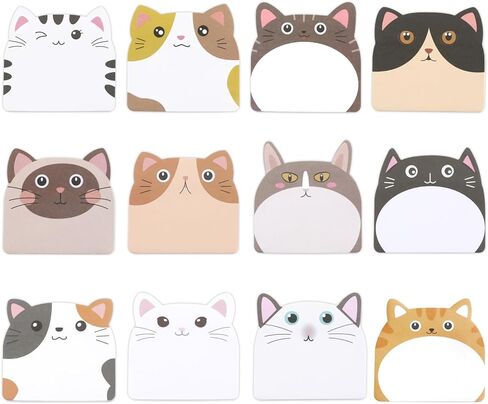 12 Sets Cute Cat Sticky Notes,Sticky Notes Set for Office, Home, School, Meeting, Supplies Creative Gifts(Style 1) in Saudi Arabia