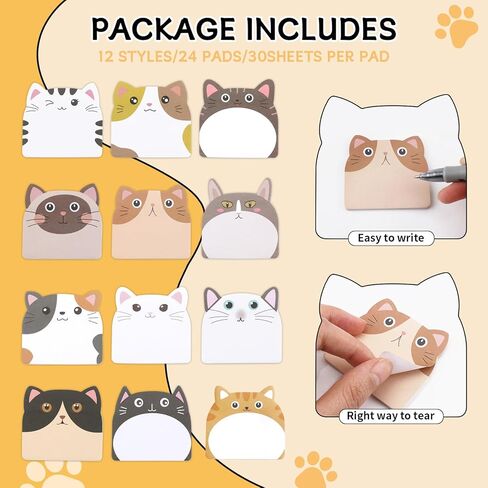 12 Sets Cute Cat Sticky Notes,Sticky Notes Set for Office, Home, School, Meeting, Supplies Creative Gifts(Style 1) in Saudi Arabia