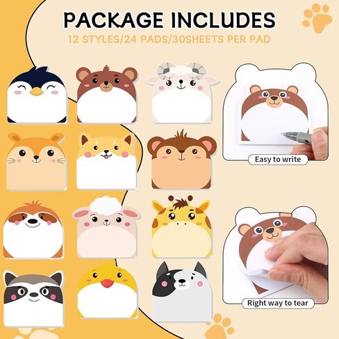 12 Sets Cute Cat Sticky Notes,Sticky Notes Set for Office, Home, School, Meeting, Supplies Creative Gifts(Style 1) in Saudi Arabia
