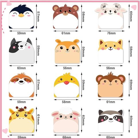 12 Sets Cute Cat Sticky Notes,Sticky Notes Set for Office, Home, School, Meeting, Supplies Creative Gifts(Style 1) in Saudi Arabia