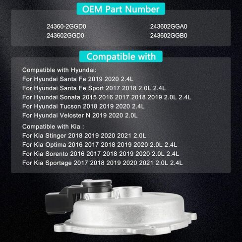 24360-2GGD0 محرك متغير التوقيت VVT الملف اللولبي مع مستشعر متوافق مع 2015 2016 2017 2018 2019 2020 2021 Hyundai Sonata Santa Fe Tucson Kia Optima Sorento Sportage Stinger 2.0L 2.4L in Saudi Arabia