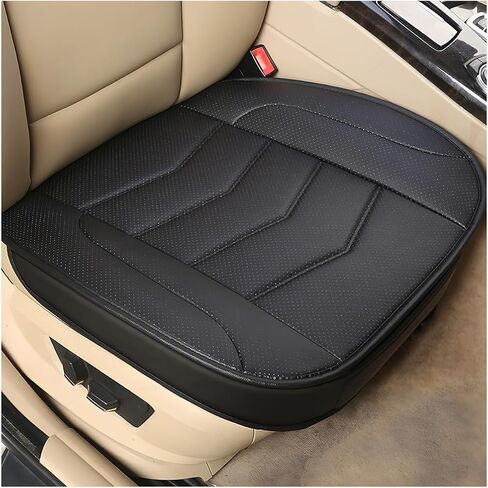 Car Front Bottom Seat Cover, Leather Breathable Driver Bottom Seat Protector with Storage Pocket, Anti-Slip Full Wrapped Automotive Chair Cushion Mat, Universal for Truck Van RV (Black) in Saudi Arabia