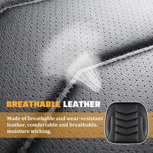 Car Front Bottom Seat Cover, Leather Breathable Driver Bottom Seat Protector with Storage Pocket, Anti-Slip Full Wrapped Automotive Chair Cushion Mat, Universal for Truck Van RV (Black) in Saudi Arabia