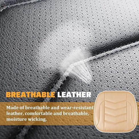 Car Front Bottom Seat Cover, Leather Breathable Driver Bottom Seat Protector with Storage Pocket, Anti-Slip Full Wrapped Automotive Chair Cushion Mat, Universal for Truck Van RV (Black) in Saudi Arabia
