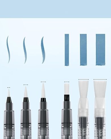 Water Brush Pens 6-Pack Leak-Proof Refillable Watercolor Pens for Acrylic and Gouache Painting - Includes Pointed & Flat Tip Styles - Portable Water Brushes for Artists, Beginners, in Saudi Arabia