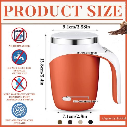 Patelai 2 Pcs Self Stirring Coffee Mug Bulk Mixing Cup 13.5oz Stainless Steel Automatic Travel Stirring Mug Gift for Men Woman Father Day Gift Employee Birthday Gift (White,Pink) in Saudi Arabia