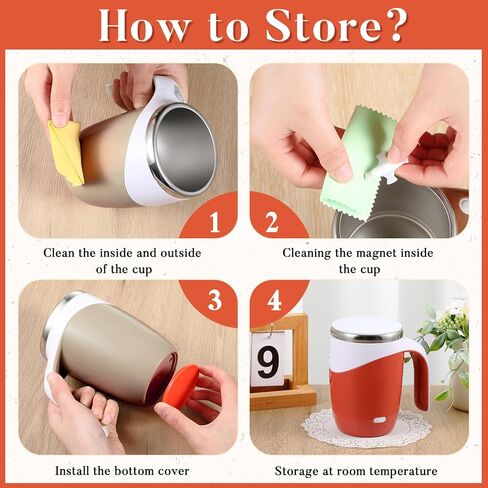 Patelai 2 Pcs Self Stirring Coffee Mug Bulk Mixing Cup 13.5oz Stainless Steel Automatic Travel Stirring Mug Gift for Men Woman Father Day Gift Employee Birthday Gift (White,Pink) in Saudi Arabia
