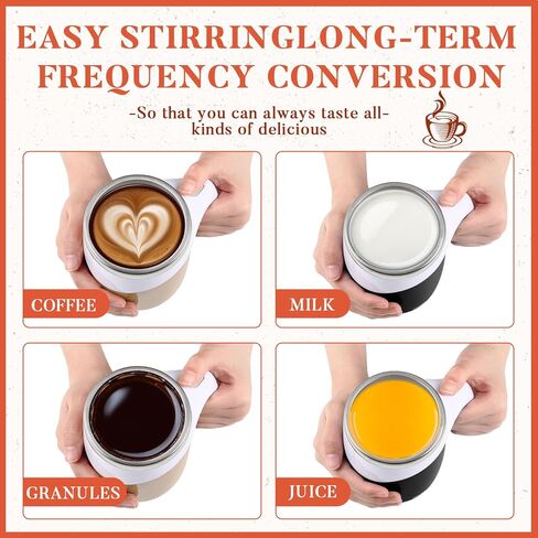 Patelai 2 Pcs Self Stirring Coffee Mug Bulk Mixing Cup 13.5oz Stainless Steel Automatic Travel Stirring Mug Gift for Men Woman Father Day Gift Employee Birthday Gift (White,Pink) in Saudi Arabia