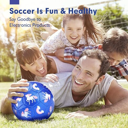 hahaland Size 3 Soccer Ball for Kids with Pump & Mesh Bag - Glitter Unicorns Gifts for Girls -Sports & Outdoor Play Toys in Kuwait