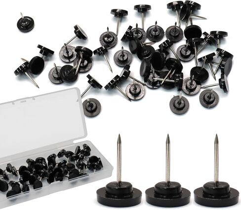 Biaungdo 150 Pcs Black Flat Push Pins, Plastic Round Head Thumb Tacks for Cork Board, Picture Hanging Nails Decorative Pushpins Wall Tacks for Bulletin Board, Wall Hangings, Home Decor in Saudi Arabia
