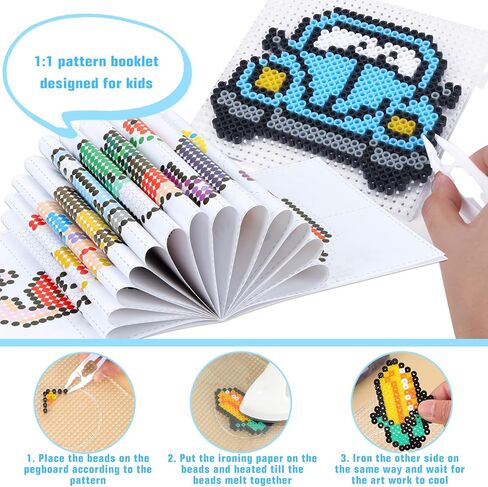 QUEFE Fuse Beads Kit of 72 Assorted Colors, 15000 5mm Beads Craft Kit Including Pegboard, Melting Beads, Ironing Paper, Tweezers & Colorful Hooks, Great Creative Arts and Crafts Set for Girls in Kuwait
