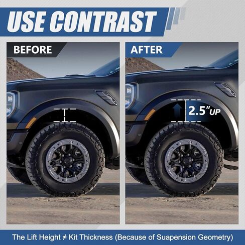 زوج من فواصل مجموعة الرفع الأمامية مقاس 2.5 بوصة من Auto Dynasty متوافقة مع Ford Ranger 2019-2026، فولاذ كربوني، أسود غير لامع in Saudi Arabia