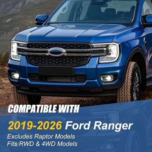 زوج من فواصل مجموعة الرفع الأمامية مقاس 2.5 بوصة من Auto Dynasty متوافقة مع Ford Ranger 2019-2026، فولاذ كربوني، أسود غير لامع in Saudi Arabia