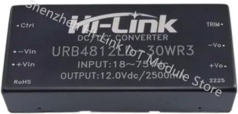 30 واط 12 فولت الناتج تيار مستمر تيار مستمر وحدة إمداد الطاقة 18-75 فولت المدخلات URB4812LD-30WR3 91% كفاءة معزولة الغطاء الذكي in Kuwait
