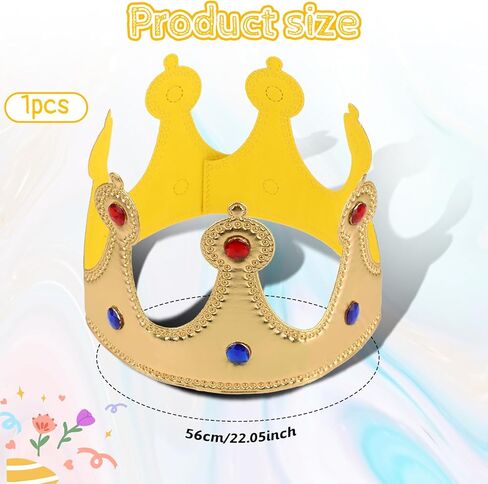 Gold King Crowns Prince Birthday Crown Hat Soft Royal Crown Dress-Up for Birthday Party Halloween Accessories Photo Props in Kuwait