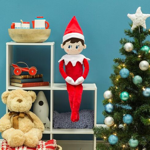 ألعاب The Elf on the Shelf Plushee Pals القابلة للاحتضان، باللون الأحمر، 27 بوصة، ألعاب Scout Elf القطيفة - صبي محبوب ذو عيون زرقاء in Saudi Arabia