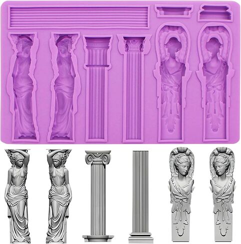 Roman Column Silicone Molds Goddess Sculpture Greek Marble Fondant Molds Pillars Bas Relief Retro Chocolate Mold for Cake Decorating Epoxy Resin Baking DIY Craft Soap Sugar Craft Polymer Clay Plaster in Saudi Arabia