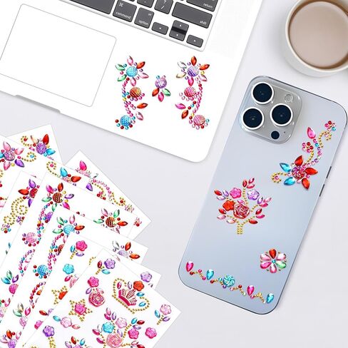 8 Sheets Colorful Gem Stickers Jewels for Crafts, Acrylic Glitter Self Adhesive Rhinestones Jewel Stickers, Butterfly Moon Heart Gems, for Scrapbooking, Face Eye Body Makeup, DIY Decoration in Saudi Arabia