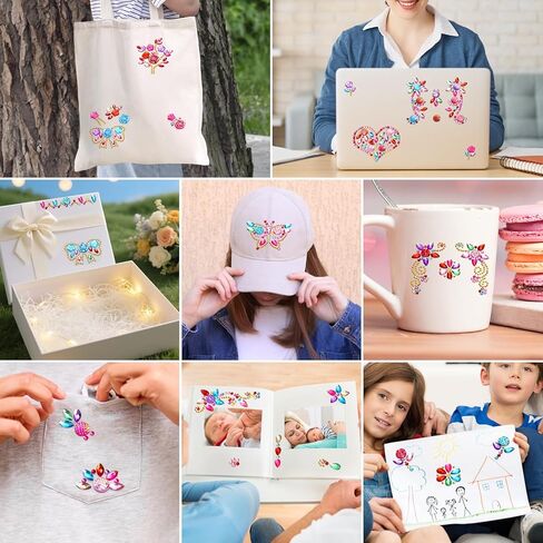 8 Sheets Colorful Gem Stickers Jewels for Crafts, Acrylic Glitter Self Adhesive Rhinestones Jewel Stickers, Butterfly Moon Heart Gems, for Scrapbooking, Face Eye Body Makeup, DIY Decoration in Saudi Arabia