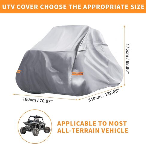 غطاء X AUTOHAUX 2 مقاعد UTV لهوندا تالون 1000r/1000x/1000xs/1000rs غطاء رياضي مقاوم للماء جنبًا إلى جنب يناسب 122.05 بوصة طول × 70.87 عرض × 68.90 ارتفاع نماذج UTV حماية كاملة 210D-PU لون فضي in Saudi Arabia
