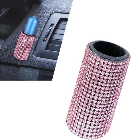 Car Lip Balm Holder, Sparkling Rhinestone Self-adhesive Lip Balm Holder for Instrument Panels Glove Compartments Windows, Minimalist Aesthetic Car Interior, for Most Cars (Pink) in Saudi Arabia