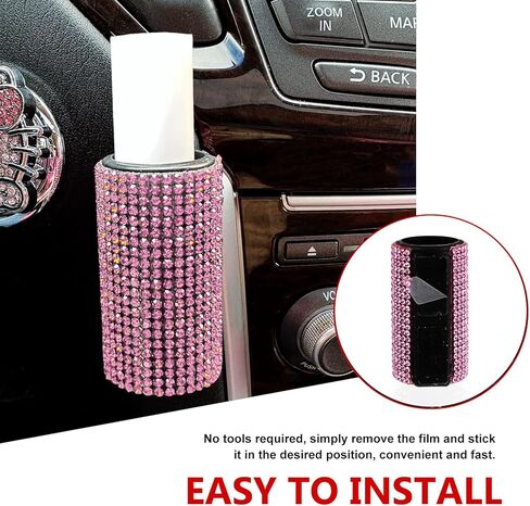 Car Lip Balm Holder, Sparkling Rhinestone Self-adhesive Lip Balm Holder for Instrument Panels Glove Compartments Windows, Minimalist Aesthetic Car Interior, for Most Cars (Pink) in Saudi Arabia