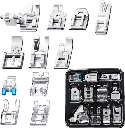 11pcs Presser Feet Kit Metal Low-Shank Fits Brother Singer Janome Lock Kenmore for Home Quilting Repairs Crafting in Saudi Arabia