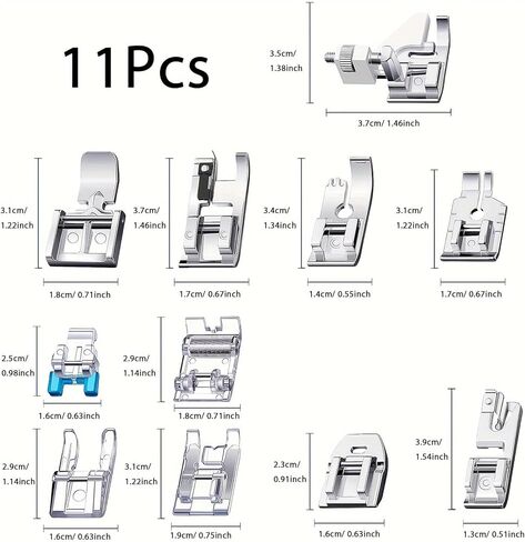 11pcs Presser Feet Kit Metal Low-Shank Fits Brother Singer Janome Lock Kenmore for Home Quilting Repairs Crafting in Saudi Arabia