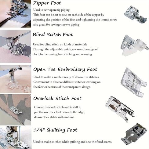 11pcs Presser Feet Kit Metal Low-Shank Fits Brother Singer Janome Lock Kenmore for Home Quilting Repairs Crafting in Saudi Arabia