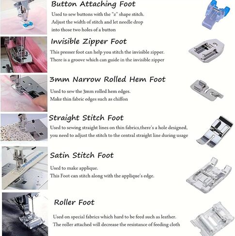11pcs Presser Feet Kit Metal Low-Shank Fits Brother Singer Janome Lock Kenmore for Home Quilting Repairs Crafting in Saudi Arabia