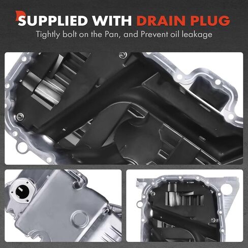 A-Premium Lower Engine Oil Pan Sump with Drain Plug Compatible with Audi Q7 2007-2010 & Volkswagen Touareg 2007-2010, 3.6L, Automatic Transmission in Saudi Arabia