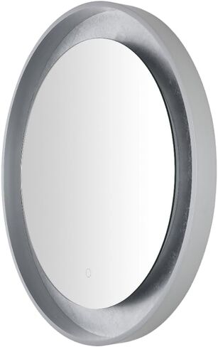 Safavieh مجموعة المنزل Erdem أسود/ذهبي ورقة اللمس التبديل 30 بوصة مستديرة LED مرآة حائط لغرفة النوم غرفة المعيشة مدخل in Saudi Arabia