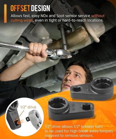 12290 NOX & SOOT مجموعة مقابس مستشعر 24 مم و30 مم - 1/2 بوصة محرك 6 و12 بت مفتاح أداة إزالة لمحركات 2014-Ram 3.0L Eco Diesel V6، متوافقة مع دودج وجيب جراند شيروكي وكرايسلر ديزل in Kuwait