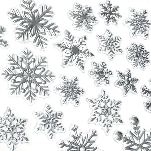 10 Sheets Winter 5D Snowflake Stickers Christmas Clear Silver Snowflake Envelope Seal Stickers Decoration Self Adhesive Label Decals for Xmas Holiday Craft Scrapbook Card Gift, 200Pcs in Saudi Arabia