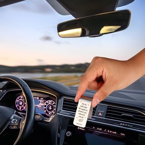 Engraved Stainless Steel Car Visor Clip, He Will Order His Angels to Protect You Guardian Funny Visor Picture Clip for Safe Travel Religious New Drivers Gift Photo Accessories Men Women in Saudi Arabia