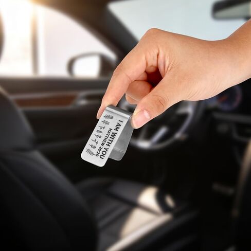 مشبك قناع السيارة من الفولاذ المقاوم للصدأ محفور، سيطلب من ملائكته حمايتك، مشبك صورة قناع مضحك من أجل السفر الآمن، هدية دينية جديدة للسائقين الجدد، إكسسوارات الصور للرجال والنساء in Kuwait