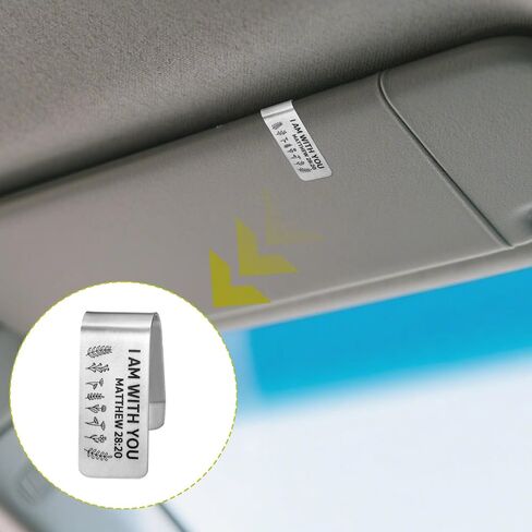 مشبك قناع السيارة من الفولاذ المقاوم للصدأ محفور، سيطلب من ملائكته حمايتك، مشبك صورة قناع مضحك من أجل السفر الآمن، هدية دينية جديدة للسائقين الجدد، إكسسوارات الصور للرجال والنساء in Kuwait