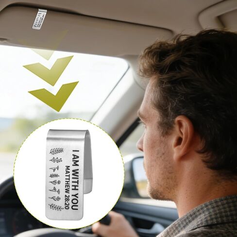 مشبك قناع السيارة من الفولاذ المقاوم للصدأ محفور، سيطلب من ملائكته حمايتك، مشبك صورة قناع مضحك من أجل السفر الآمن، هدية دينية جديدة للسائقين الجدد، إكسسوارات الصور للرجال والنساء in Kuwait