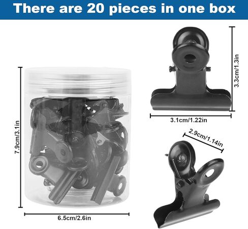20 Pcs Push Pins Clips, Black Thumb Tacks with Bulldog Clip Drawing Pins Metal Pushpin Holder Bulletin Board Cork Board Accessories for Home Office Cubicle Wall Use in Saudi Arabia